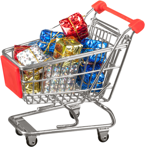 shopping cart with gifts