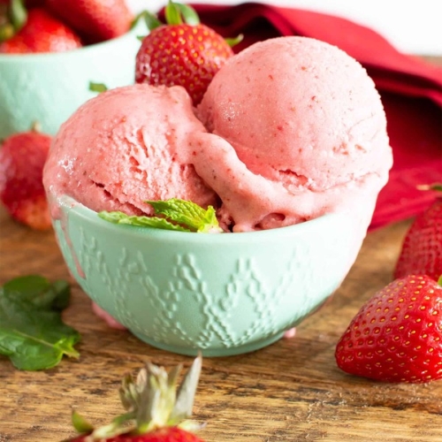 3 Ingredient Strawberry Coconut Sorbet (Paleo, Vegan, Dairy-Free, GF)