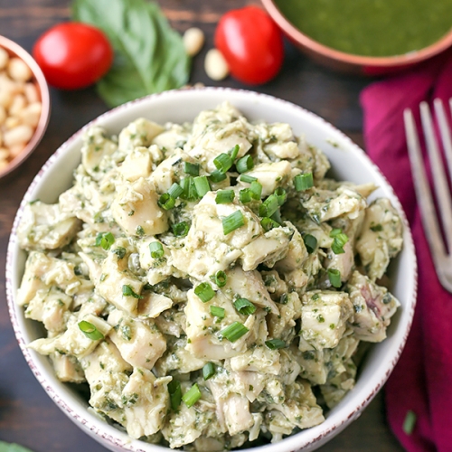 Paleo Whole30 Pesto Chicken Salad