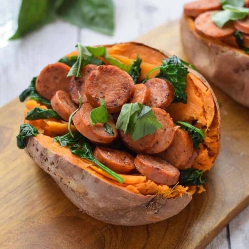 Sausage Stuffed Sweet Potatoes