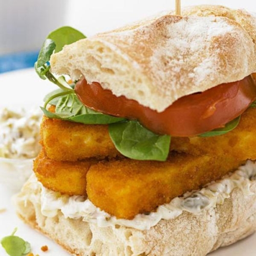 Posh fish finger sandwiches