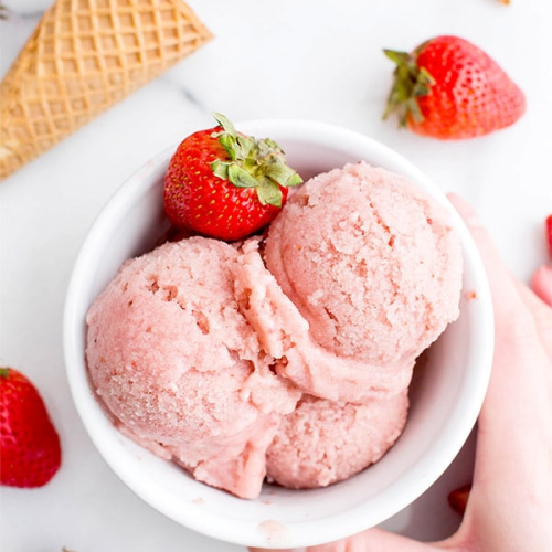 4 Ingredient Homemade Strawberry Sorbet (Vegan, Paleo, Dairy Free, Gluten Free)