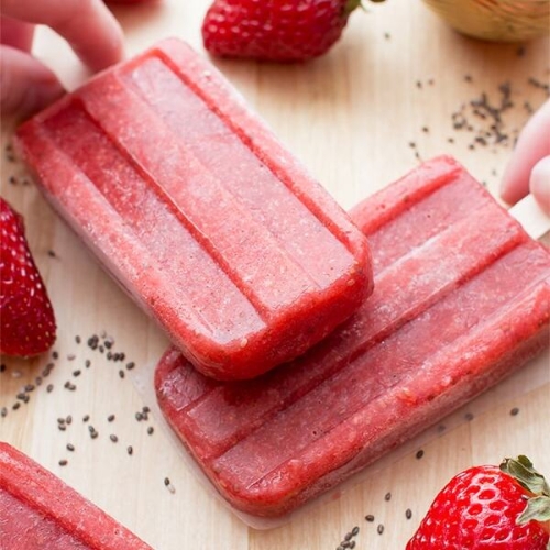 Vegan Strawberry Chia Seed Popsicles (V, Dairy Free, Gluten Free, Paleo)