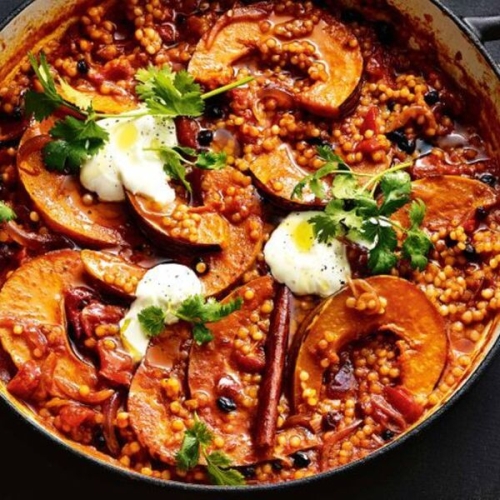 Pumpkin and pearl couscous tagine