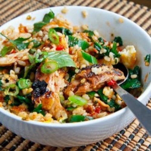 The Real Co Spicy White Basmati Rice Bowl with Chicken and Veggies