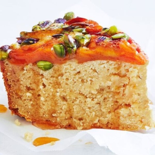 Nectarine cake with honey syrup