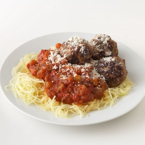 Turkey-Apple Meatballs with Spaghetti Squash