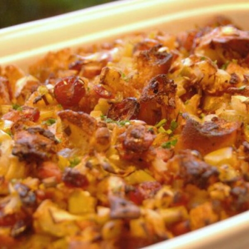 Cranberry, Apple, and Sausage Stuffing