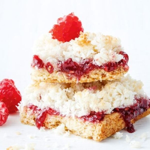 Raspberry coconut slice