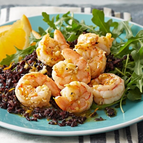 Citrus Shrimp with Black Rice