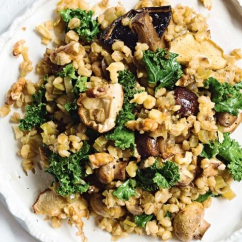 Mushroom, kale and barley pilaf