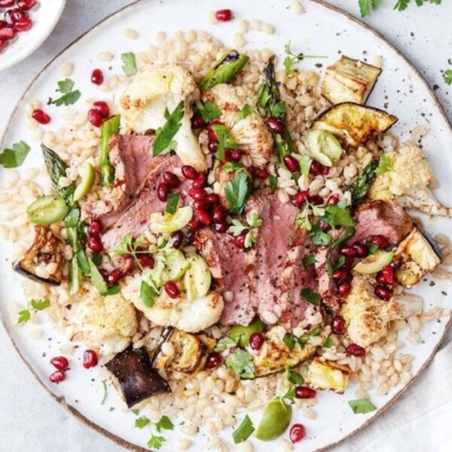 Lamb, barley and roasted cauliflower salad