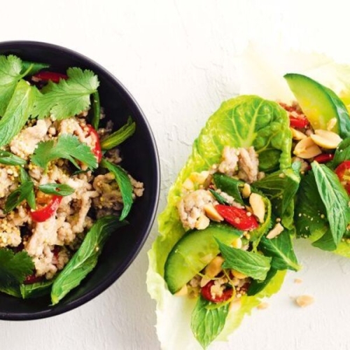 Pork, lemongrass and toasted quinoa larb