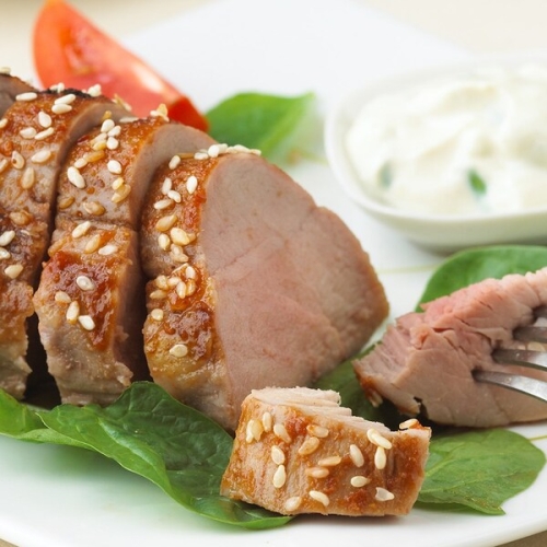 Sesame Pork Roast with Mustard Cream