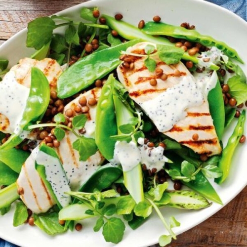 Chicken, asparagus and watercress salad