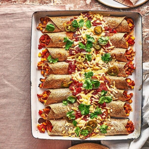 Chicken tinga-style enchiladas