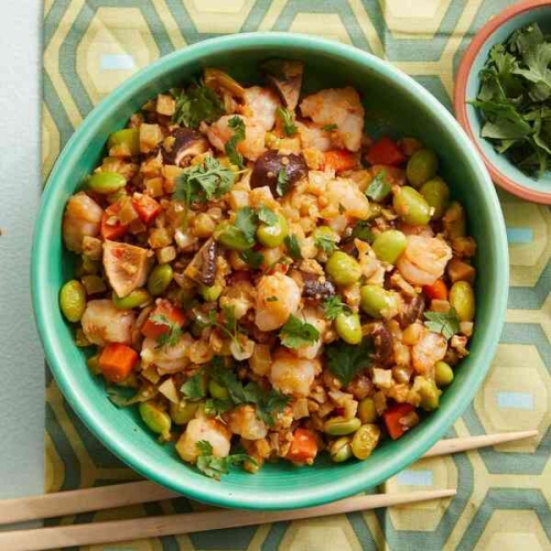 Low-Carb Cauliflower Fried Rice with Shrimp