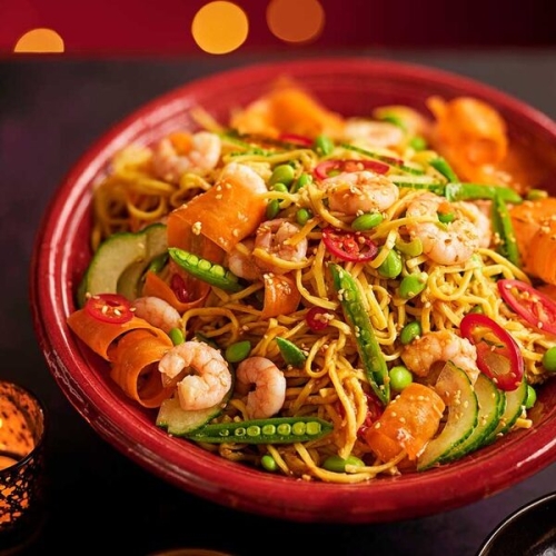 Miso & ginger prawn noodle salad