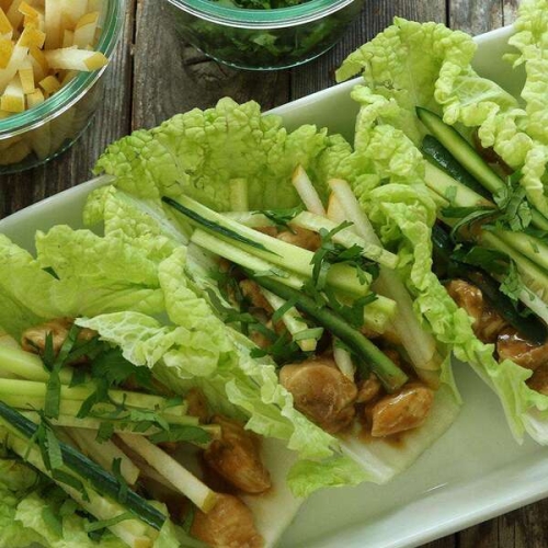 Peanut-Chicken Cabbage Wraps