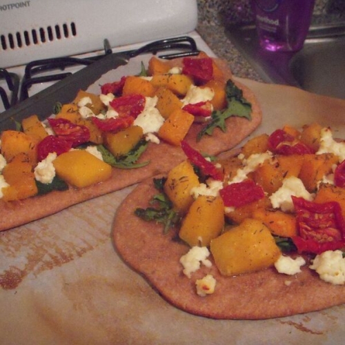 Roasted butternut squash and fresh ricotta flatbread