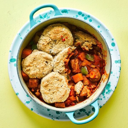 Pork & squash goulash cobbler