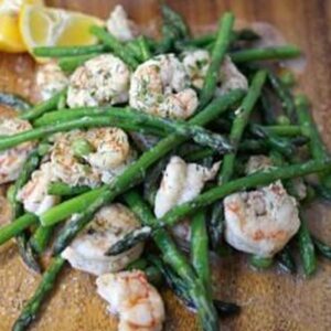 Low Calorie Garlic Shrimp with Asparagus