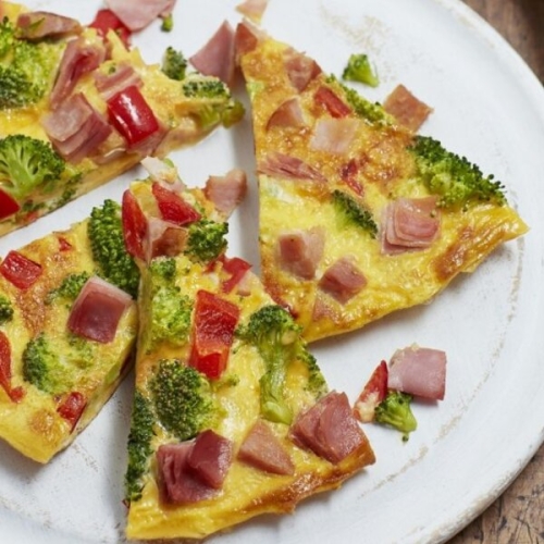 Ham, Broccolini, and Red Pepper Frittata