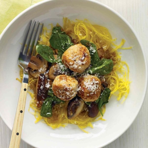 Spaghetti Squash with Turkey Meatballs