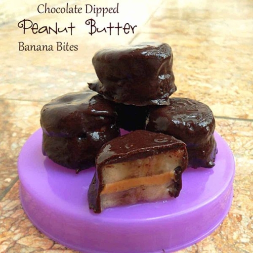 Chocolate Dipped Peanut Butter Banana Bites