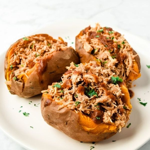 Instant Pot BBQ Chicken Stuffed Sweet Potatoes