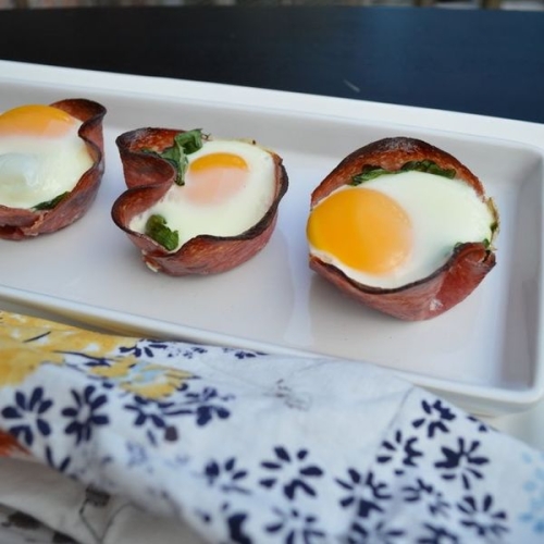 Salami Spinach Egg Cups