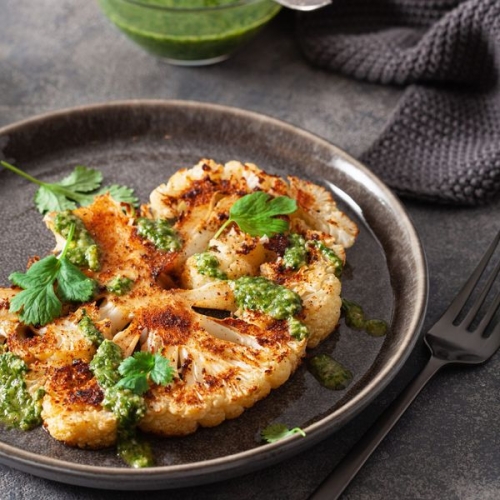 Cauliflower Steaks with Herby Sauce