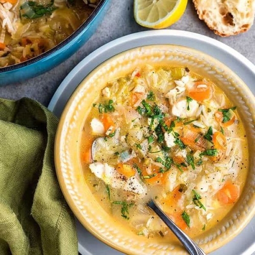 Restorative Greek lemon, chicken and rice soup