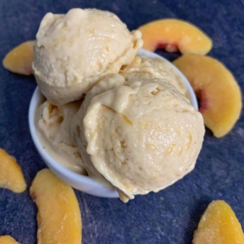 High Protein Peach Cobbler Ice Cream