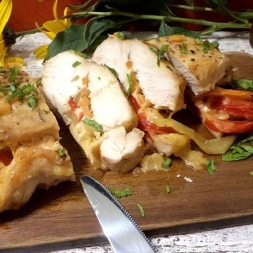 Chicken Breast Stuffed with Vegetables and Cheese Recipe