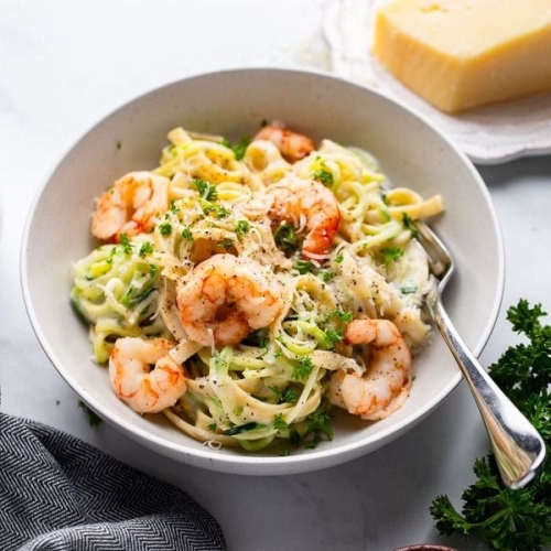 Healthy Shrimp Alfredo