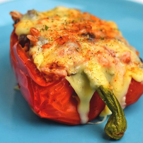 Vegetarian Stuffed Cheesy Peppers