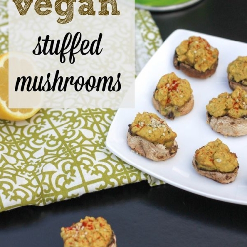 Vegan chickpea cheezy stuffed mushrooms