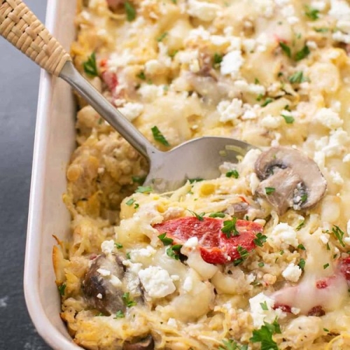 Three-Cheese Tuscan Spaghetti Squash Bake
