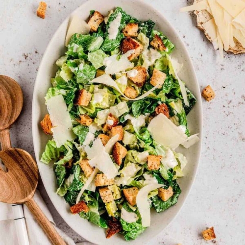 Healthy Caesar Salad Recipe with Homemade Croutons