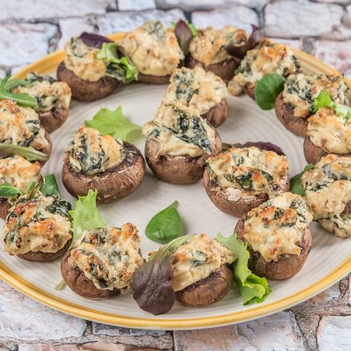 Cream Cheese and Spinach Filled Mushrooms