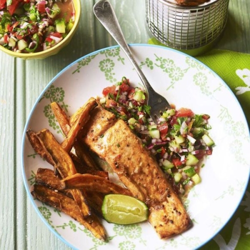 Fish And Chips Gets A Healthy Makeover With Salmon And Sweet Potato Fries