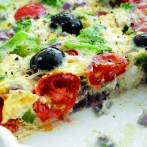Low calorie feta, pepper and olive tortilla