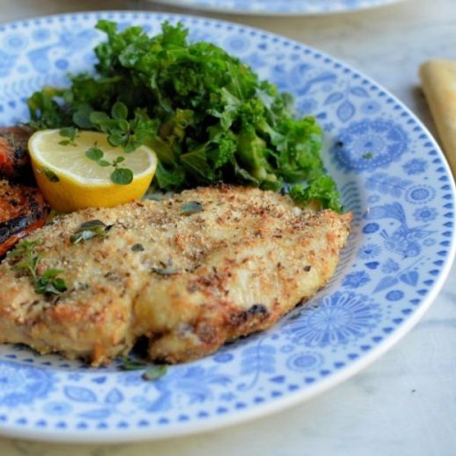 Garlic, Herb and Parmesan Crusted Chicken Schnitzels