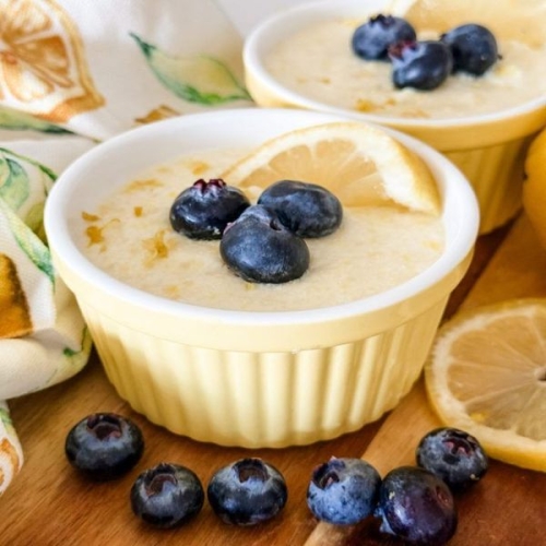 Protein Lemon Mousse with Blueberries