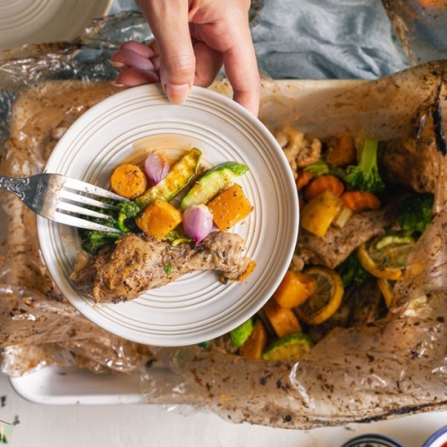 Oven Bag roasted Chicken and vegetables