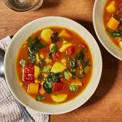 Butternut Squash, Tomato, Chard & Chickpea Soup