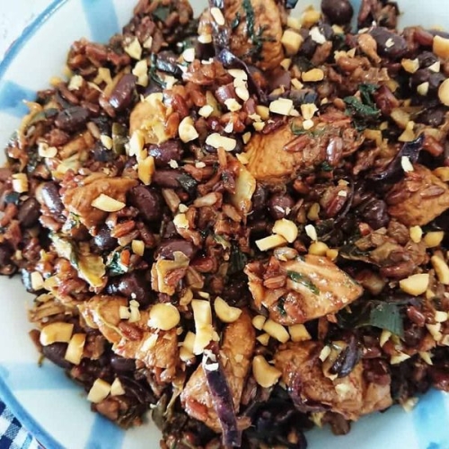 Low Calorie Chicken Stir fry Recipe with Red Rice