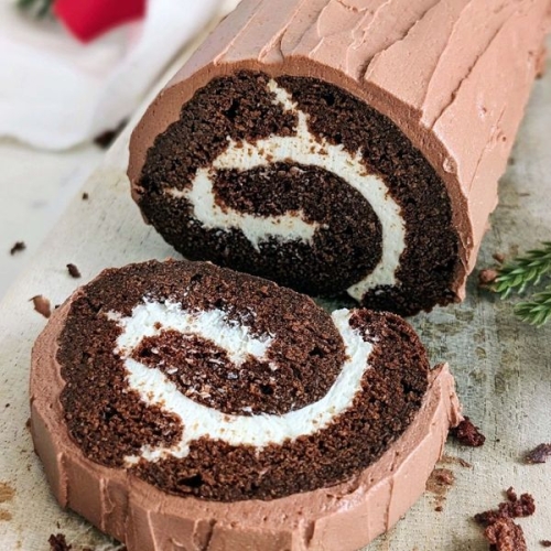 Protein Chocolate Log Cake – Showstopper Yule Log!