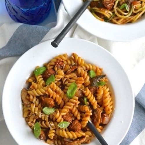 Italian Sausage Pasta (with Fusilli or Zucchini Noodles)